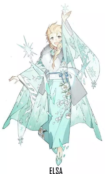 动漫 二次元 日本 日式 和服 冰雪女王 冰雪 侧辫子 长裙 全身 壁纸 手机壁纸 头像 侵删#