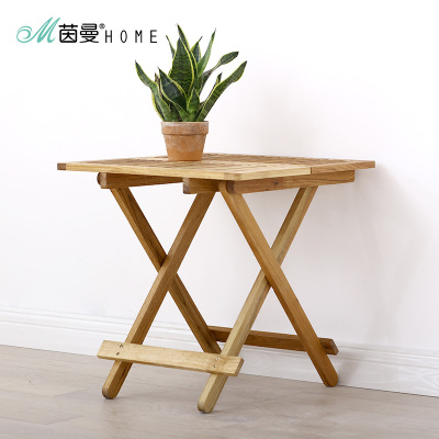 茵曼home 可叠实木桌子便携方桌小户型家用简易餐桌饭桌学习桌