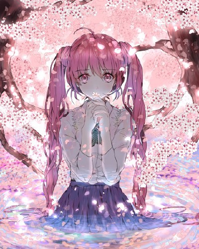 水 初音 樱花 唯美 粉