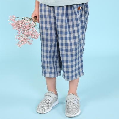 TYAKASHA塔卡沙儿童百搭双层蓝色格子长裤JYC63