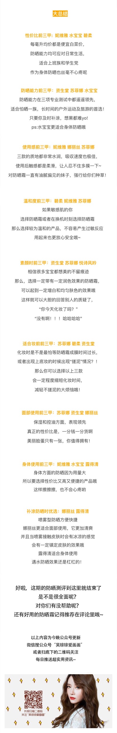 #吴琼琼的彩妆教室# 超详细的8款平价防晒大测评，如果不想看测评过程，可以直接看最后一张，希望能给你们在迷茫中带来帮助[爱你] ​