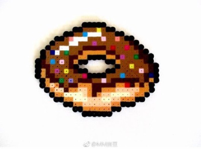 #我爱拼豆# 你们中午吃的啥？下午茶准备喝啥？（杯垫，培根，煎蛋，汉堡，西瓜，热狗，甜甜圈，寿司）#漫漫拼豆 慢慢生活# ​​​​