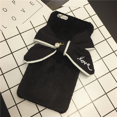 蝴蝶结丝绒手机壳Iphone7plus冬季女式手机壳 iphone6s 6p 7 7p
