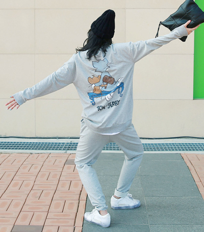 春季 tangostyle 韩国进口猫和老鼠舒适运动休闲长裤套服