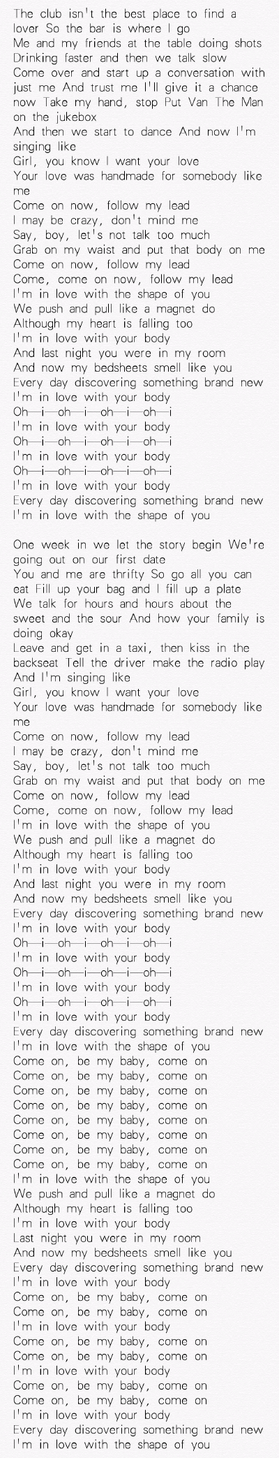 shape of you歌词