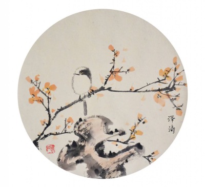 国画花鸟、小写意，山石花鸟