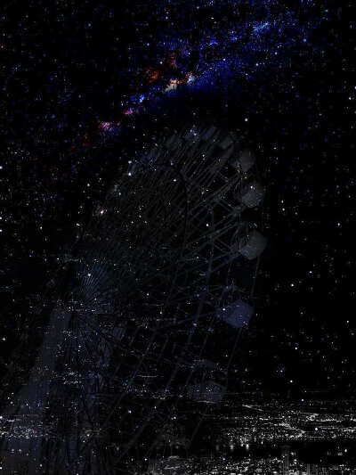背景，壁纸，夜空，星空，摩天轮，夜景，唯美，星星