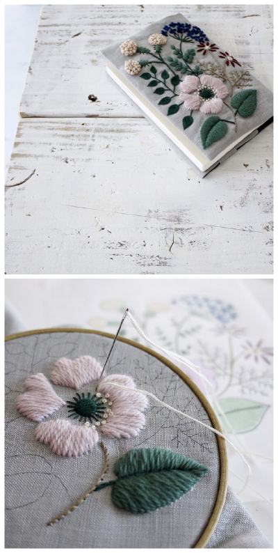 Embroidered book cover