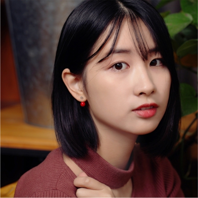 饰悟银饰清新甜美雪花麋鹿红豆耳环S925纯银耳钉女款后挂式耳饰品
