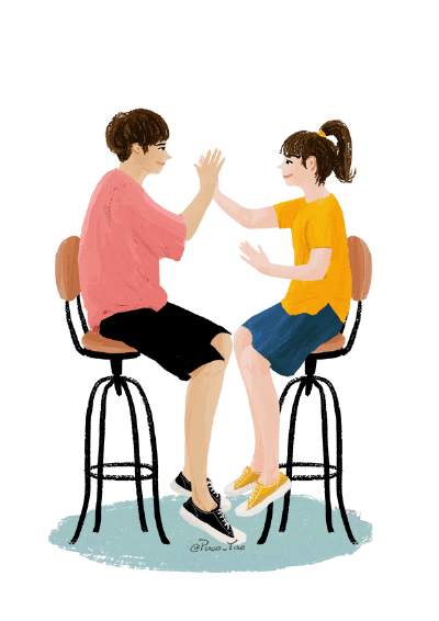 Paco_Yao 插画 原创 GIF 动图 情侣 朋友 游戏 拍拍手 你拍一我拍一