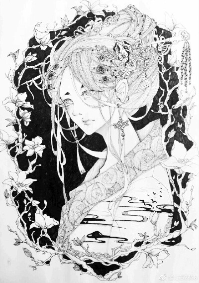 手绘古风 线稿