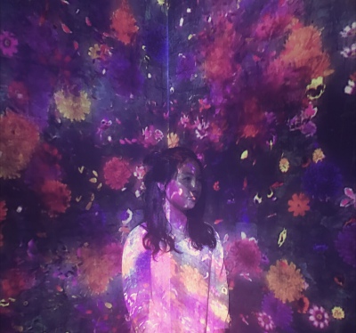 周日去看了teamlab的展，为一期一会的花海和八咫乌的深深打动，未来科技与自然之美的融合，简直太棒了！