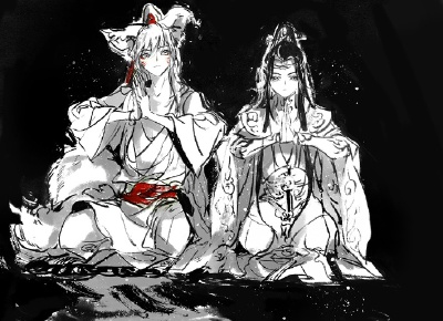 魏无羡、蓝忘机//微博画师：九条轮