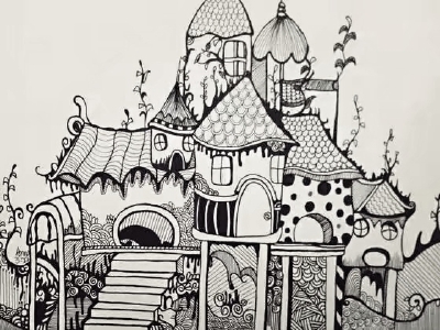 黑白线描画