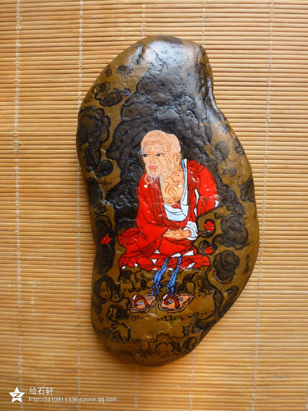石头彩绘 长眉罗汉