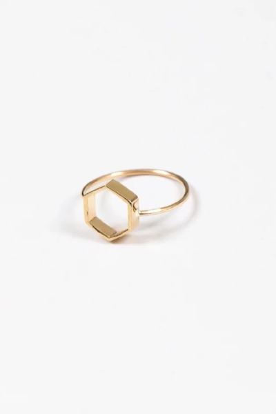 六边形极简戒指Mociun Hexagon Ring in Gold【支】