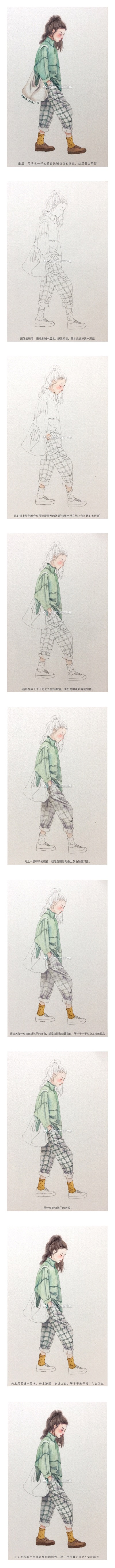 微博 鸿哥的插画雅集 水彩手绘步骤