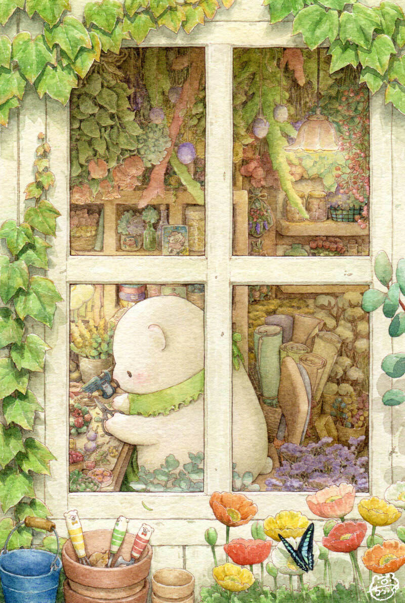 萌熊日常 花の作業台 绘师：ちっぷ（p id=5836393） 本作品id=67732551