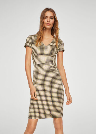 Check pattern midi dress