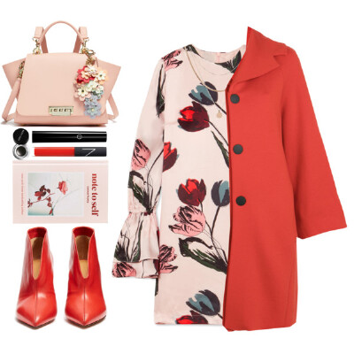 A fashion look from March 2018 featuring tulip dress, 3/4 sleeve coat and pointy-toe ankle boots. Browse and shop related looks.