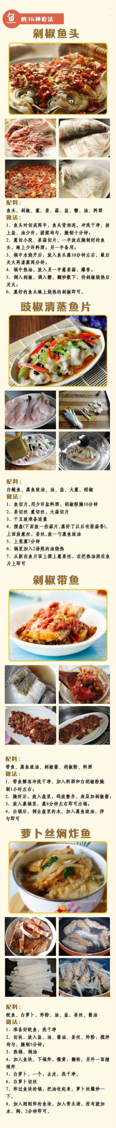 【鱼的36种做法】鱼的营养丰富，食之味美，是饭桌上必不可少的一道菜！喜欢吃鱼的快转走，够你吃上一个月了！[挤眼] ​