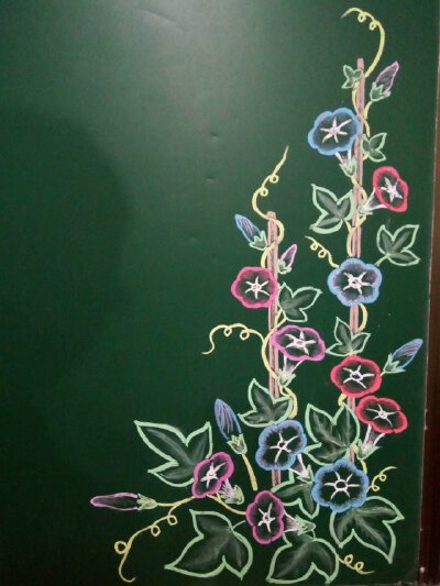 粉笔画 牵牛花
