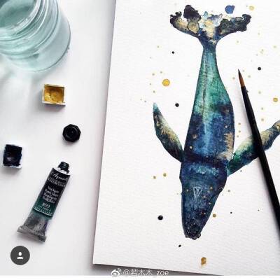 水彩鲸鱼