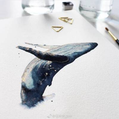 水彩鲸鱼