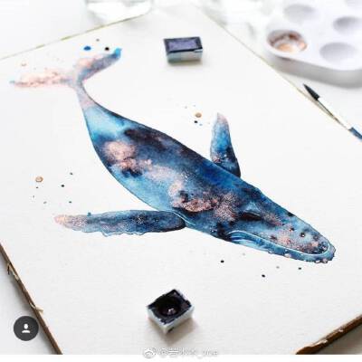水彩鲸鱼
