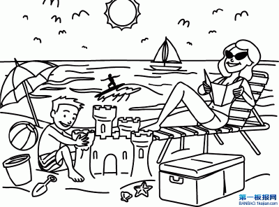 儿童简笔画 儿童画 情景画 风景简笔画 简笔画 海边