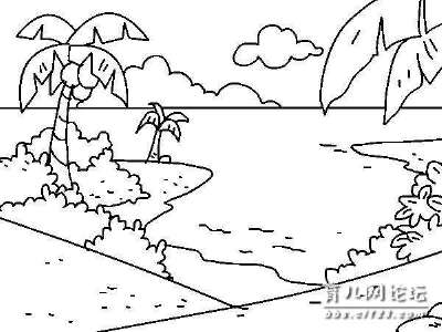 儿童简笔画 儿童画 情景画 风景简笔画 简笔画 海边