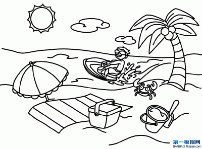 儿童简笔画 儿童画 情景画 风景简笔画 简笔画 海边
