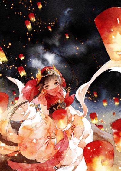 涂鸦 色彩 水彩少女 手绘 彩色 可爱 插画 动漫 小清新 二次元 唯美 清茗