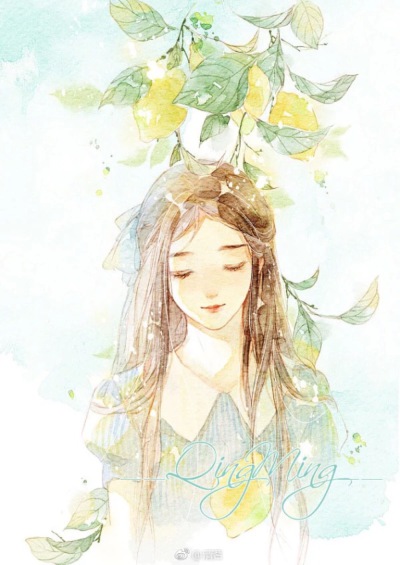 涂鸦 色彩 水彩少女 手绘 彩色 可爱 插画 动漫 小清新 二次元 唯美 清茗
