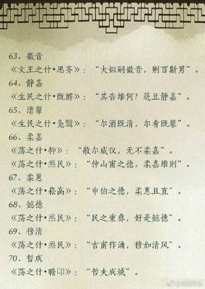 诗经中那些好听的名字值得收藏~~