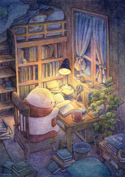 萌熊日常 読書に夢中 绘师：ちっぷ（p id=5836393） 本作品id=70901784
