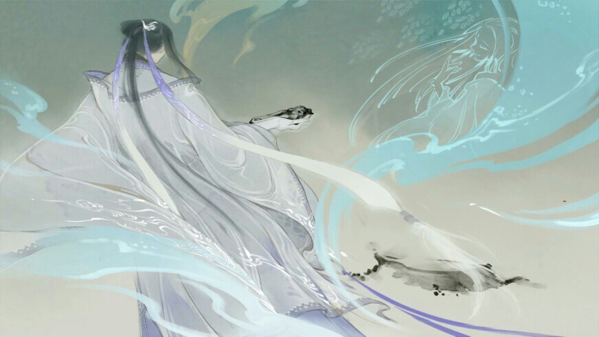 笑若和风。白衣胜雪。