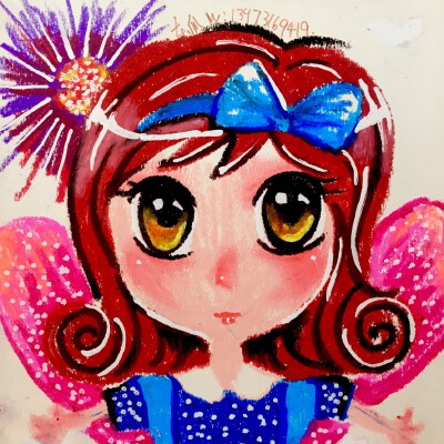 儿童画 简笔画 卡通人物 公主 大眼睛 炫彩棒 油画棒 可爱 