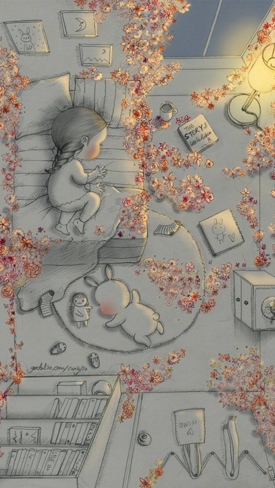 兔子 小女孩 插画 手绘
壁纸