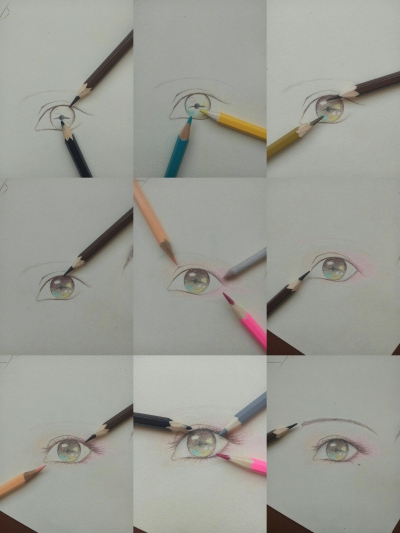 马克笔 彩铅
眼睛 教程