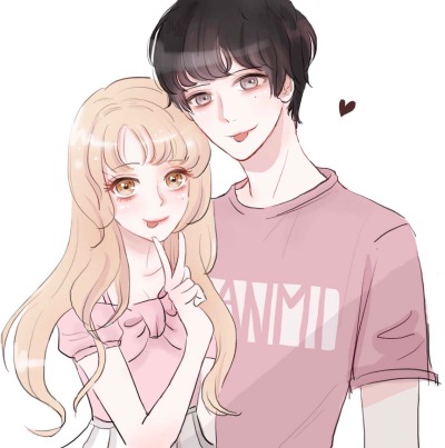 动漫 少女 头像 插画 情侣
