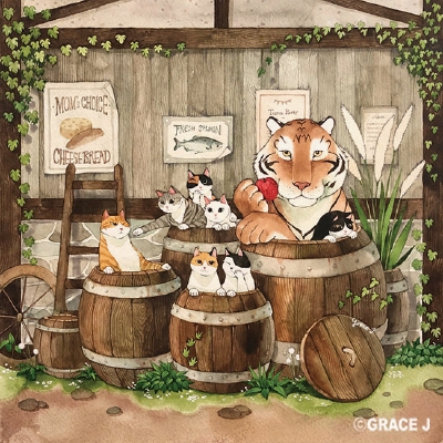 猫咪 水彩 GraceJ插画