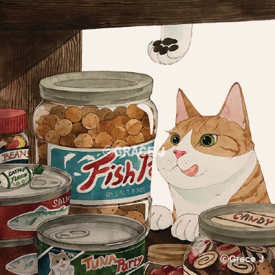 猫咪 水彩 GraceJ插画