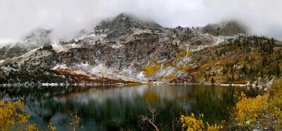 General 5001x2331 Silver Lake Utah lake water mountains mist clouds trees landscape nature