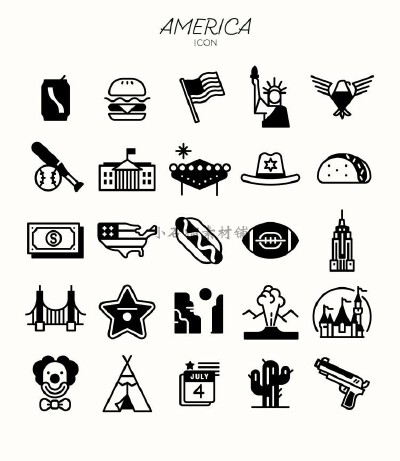 美国旅游自由女神红黑白线稿卡通icon logo矢量设计素材ai437
