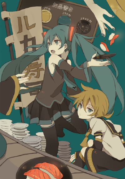 VOCALOID 蕉葱 初音未来 镜音连 P站:ロウ