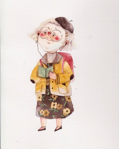 水彩老奶奶