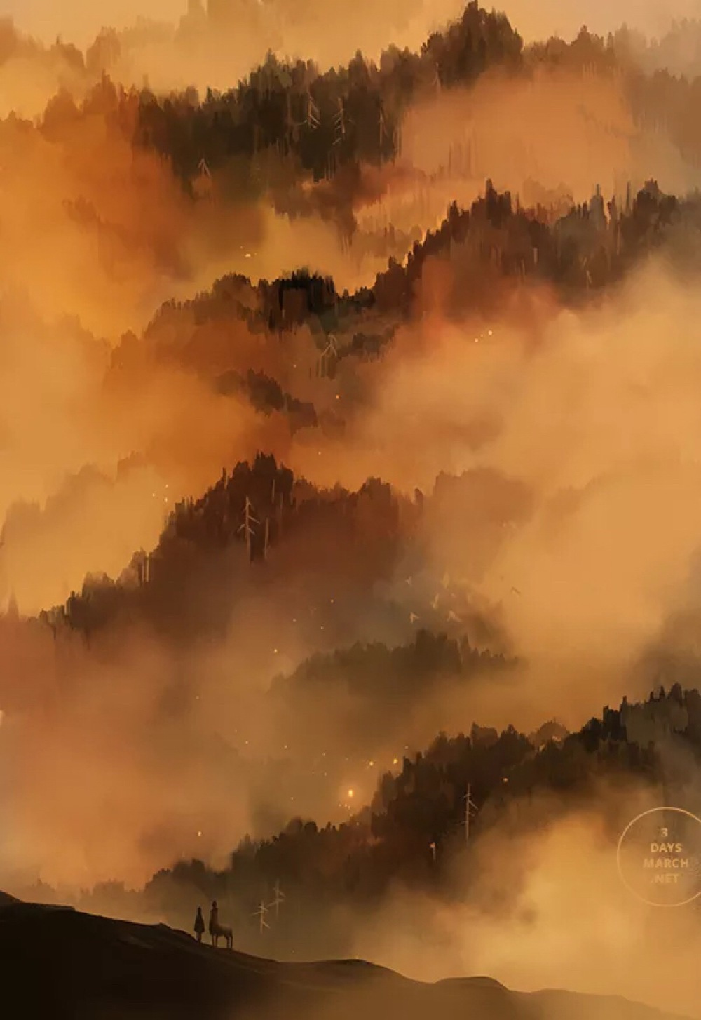 人的一生是万里河山，来往无数过客。有人给山河添色，有人使日月无光，有人改他江流，有人塑他梁骨。大限到时，不过是立在山巅，江河回望。