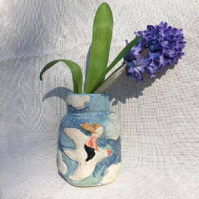 Anja 手作卡通陶艺花盆