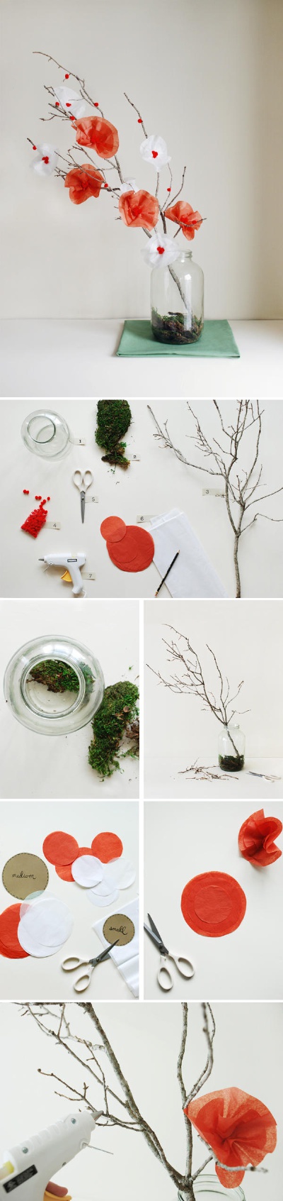 自制腊梅插花，找一根枯枝，剪几片铜钱纸，一把热胶枪，一个空瓶，家中顿添生色